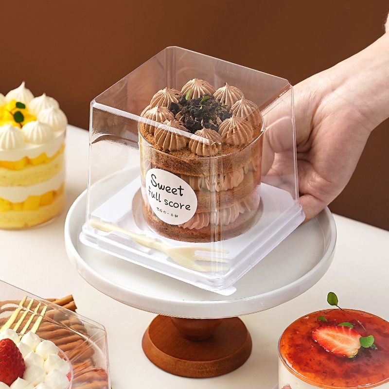 2-inch cake box, small pastry packaging box, mousse cut pieces, puppy cake roll, dessert transparent 2-inch packing box Specification drawing