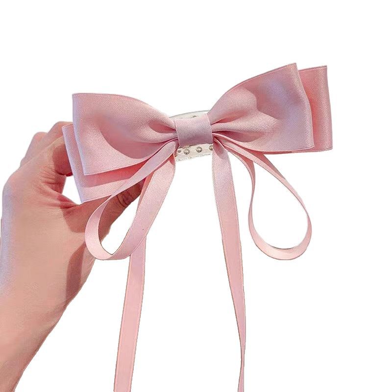 Children's hairpins, elegant ribbons, bow hair clips, high ponytail, lazy person's updo, back of the head duckbill clip accessories Item Picture