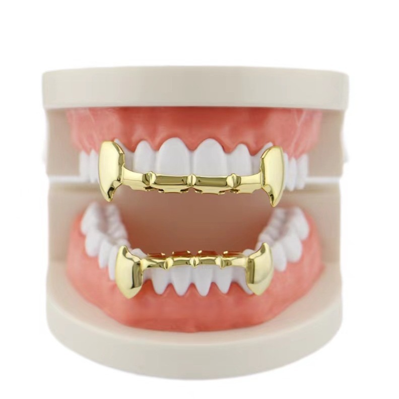 Cross-border bestseller hip-hop braces, punk Halloween vampire teeth, little tiger teeth, metal braces teeth grillz full figure
