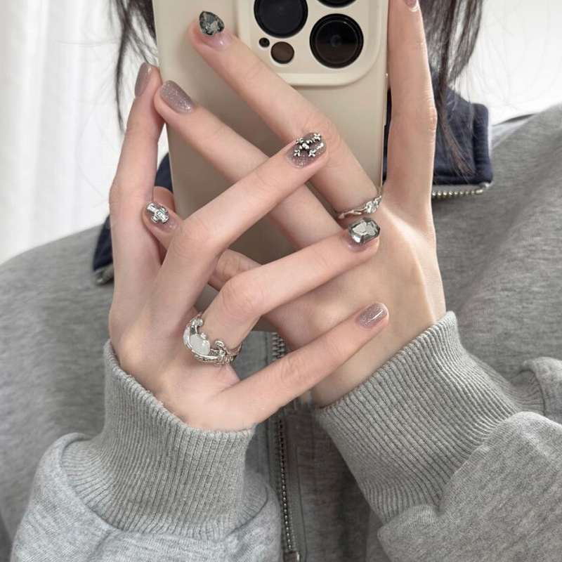 Simple and individual opal irregular-shaped ring, cold style, ins niche design, high-end open ring full figure