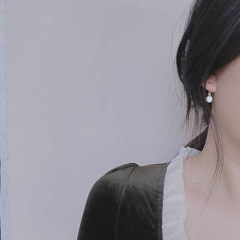 One-carat shiny single zircon earrings, a light luxury and high-end feel, versatile and simple Moissanite ear hook earrings details Picture