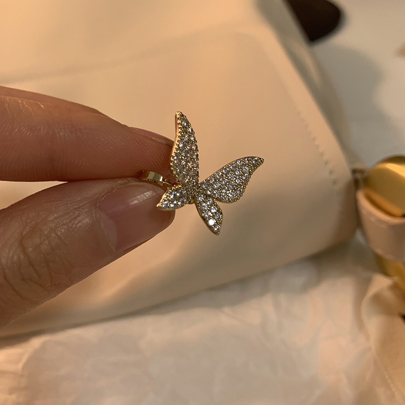 Butterfly ear clips for women, no ear piercings, cold and cool style, sparkling diamond ear bone clips, summer French, 2025 new earrings Specification drawing