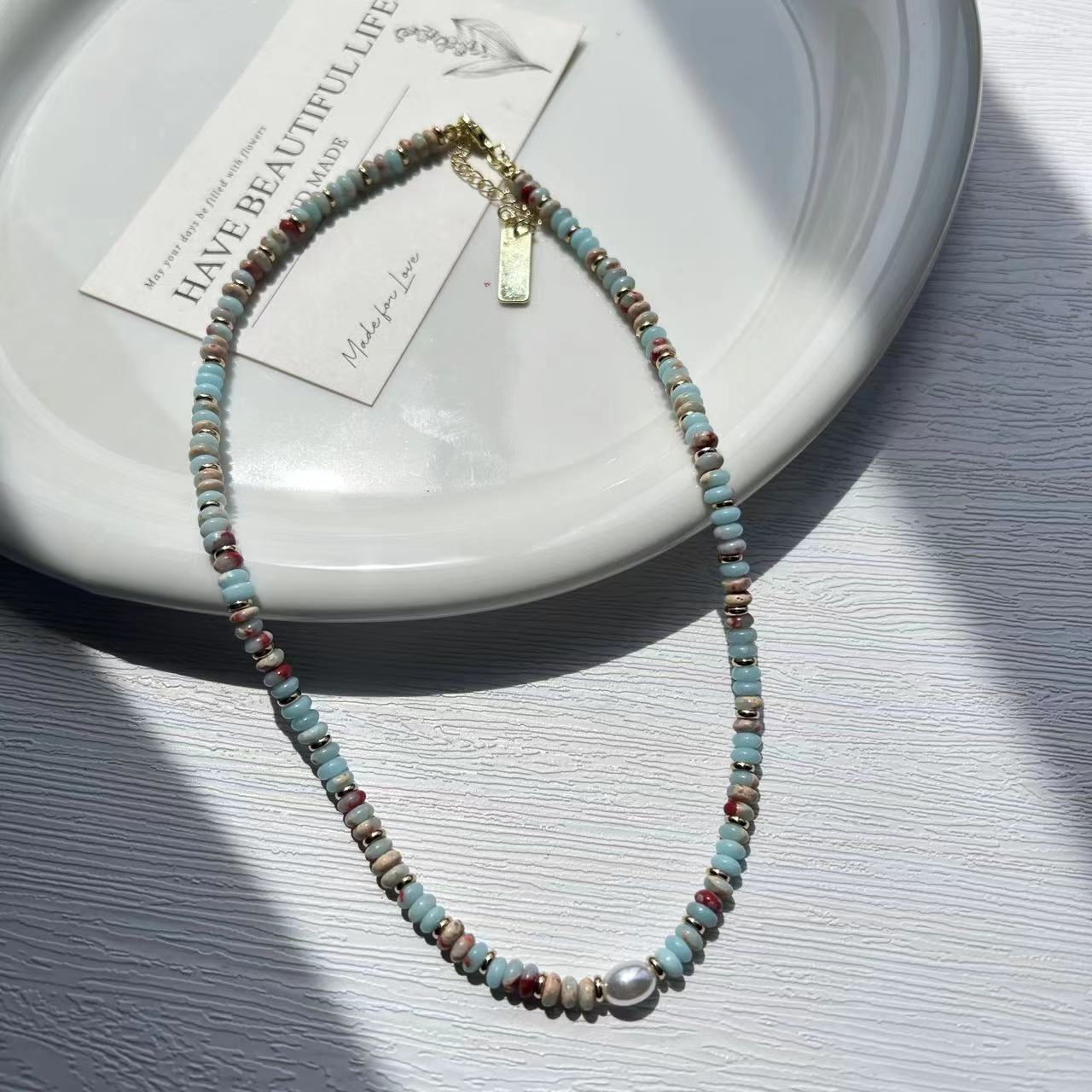 Colorful stone beaded jade freshwater pearl necklace for women, 2024 new style, light luxury, niche and versatile collarbone chain Application Scenario