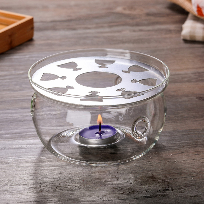 Glass tea warmer, a household insulated round heater with a base that can hold candles, teapots and tea sets full figure