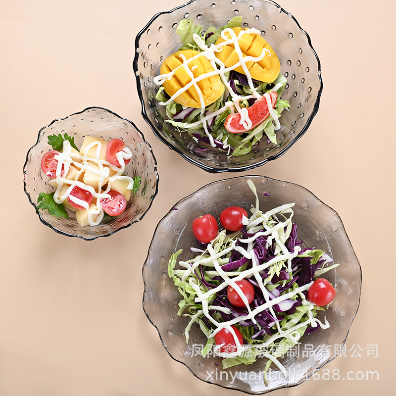 Glass bowl set, home gift box, fruit salad, lotus bowl and plate, insurance, bank event gift bowl, four-piece set Application Scenario