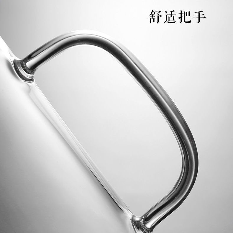 In-stock popular mountain-viewing cup, high-temperature resistant, handle glass cup, water cup, creative large capacity, round crystal details Picture