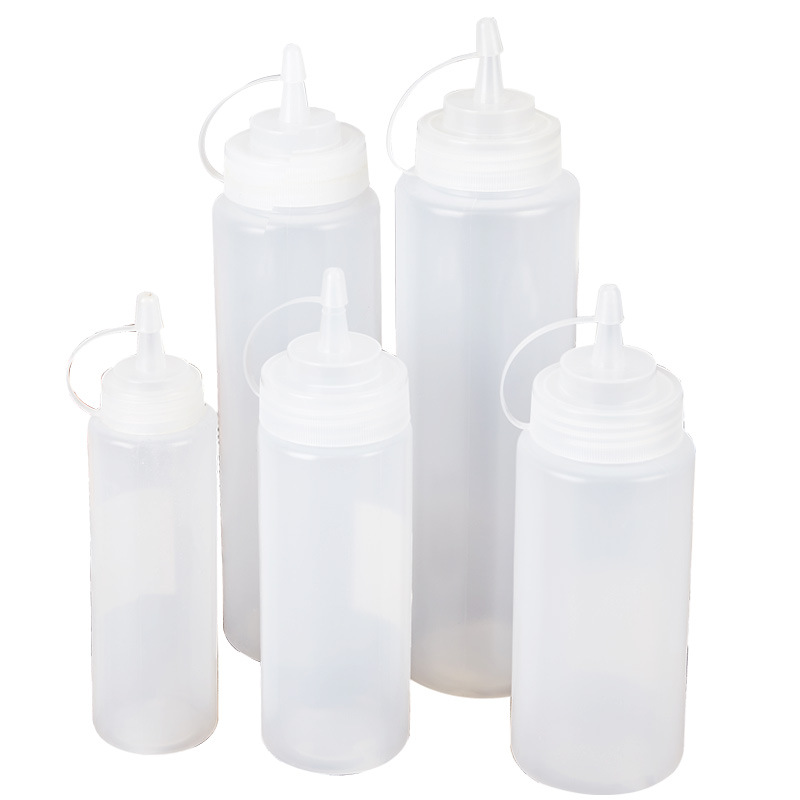 PE thickened sauce squeezing bottle with scale, tomato sauce bottle, salad bottle, squeezing bottle, plastic seasoning bottle, pointed mouth bottle, jam bottle Item Picture