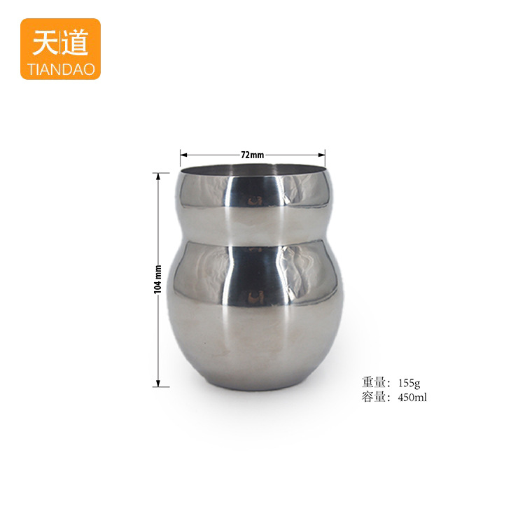 Cross-border best-selling 304 stainless steel mugs, Argentine gourd-shaped large-belted cups, Moscow cocktail mule cups details Picture