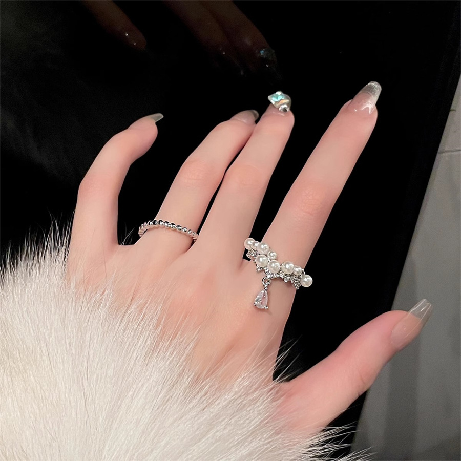 Zircon pearl ring for women 2024 New, unique and niche design index finger ring, light luxury and high-end open ring trend Item Picture