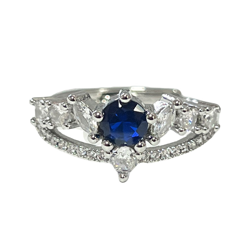Blue zircon collection, a niche design with a light luxury style and a unique open ring, is a versatile ring for a cold and elegant woman Item Picture