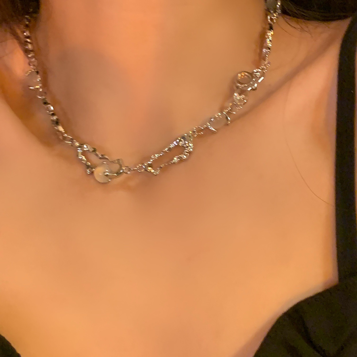 Recommendation ~ Moonstone niche cold style necklace for women's summer collarbone chain women's style necklace 2023 New style for women Specification drawing