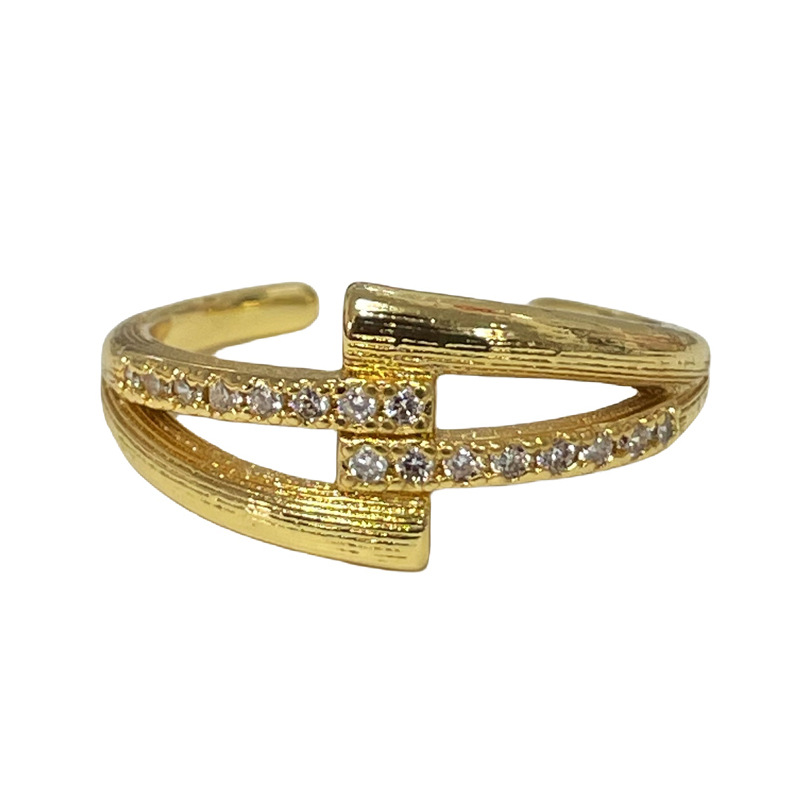 A mid-style brushed multi-layer cross simple plain ring open ring for women with geometric lines, a niche, light luxury and versatile ring Item Picture