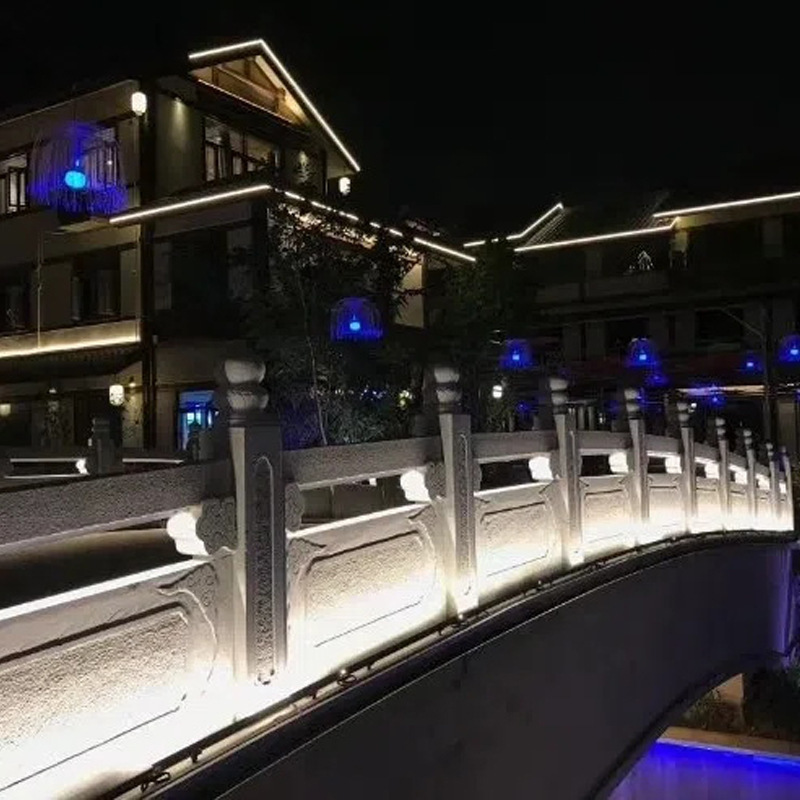 Outdoor waterproof linear LED contour lights, exterior wall villa bridge engineering lighting, 18W and 24W seven-color wall-washing lights Application Scenario