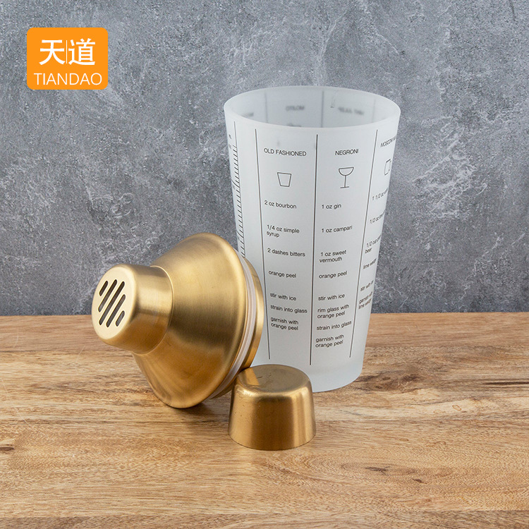 Cross-border best-selling cocktail shaker 500ml, stainless steel cocktail shaker 5-piece set, cocktail mixing tools Specification drawing