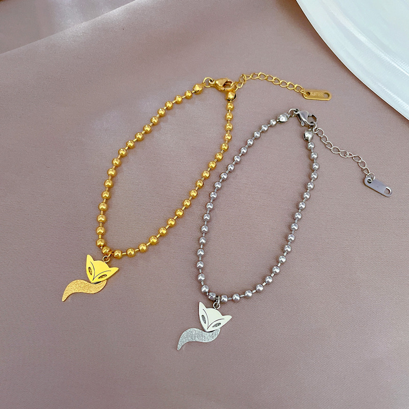 【 All-titanium Steel 】 Dongdaemun's unique and elegant forest-themed fox tail round bead bracelet, a female Internet celebrity's retro best friend Specification drawing