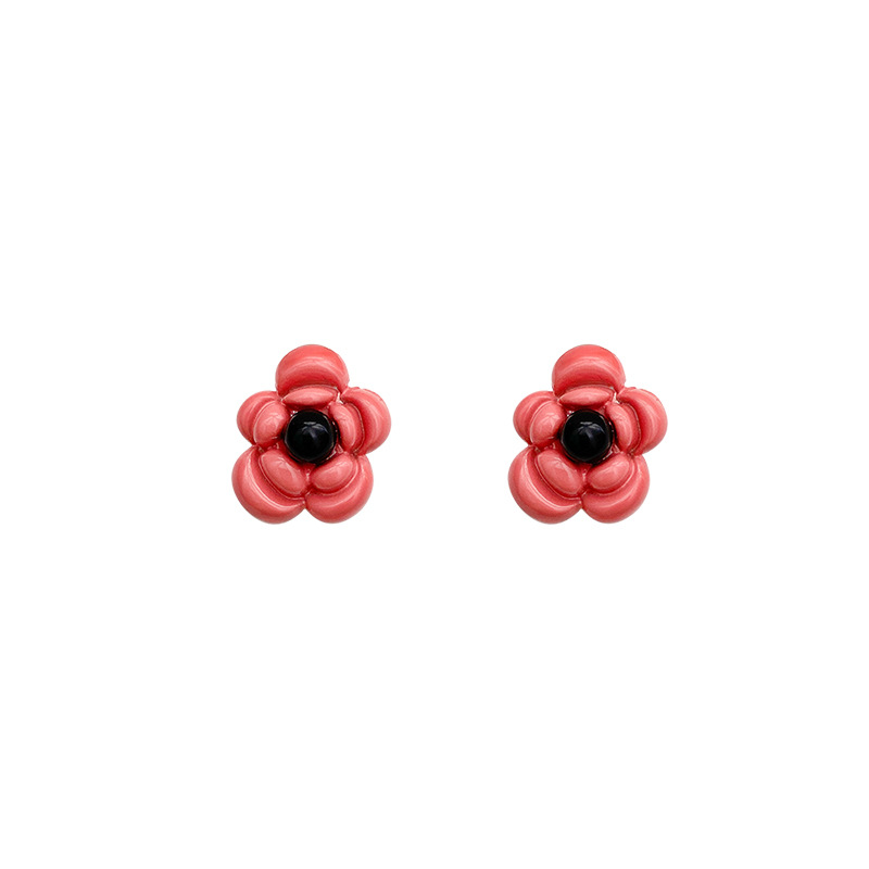 French retro pink flower earrings, a niche design for women, with an extremely ethereal charm, versatile and high-end, sweet earrings wholesale Item Picture