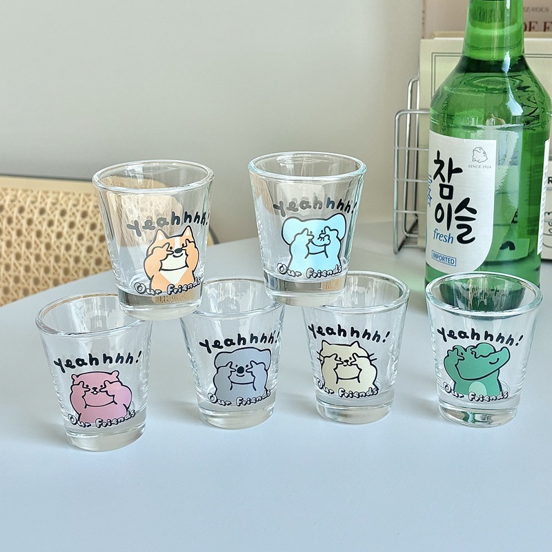 A 50ml glass cup set of six cups, including a high-end liquor cup, a spirits cup, and an espresso cup full figure