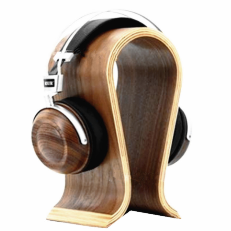 Bluetooth headphone stand, U-shaped head-mounted walnut wireless headset hanger, display stand, computer accessory storage stand full figure