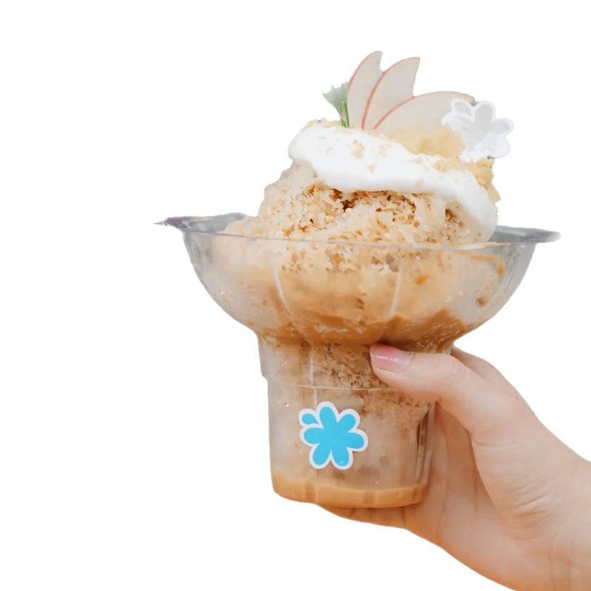 Internet-famous disposable soft ice petal bowl, hand-held shaved ice cup, commercial ice cream cup, dessert ice powder hand-held cup Item Picture