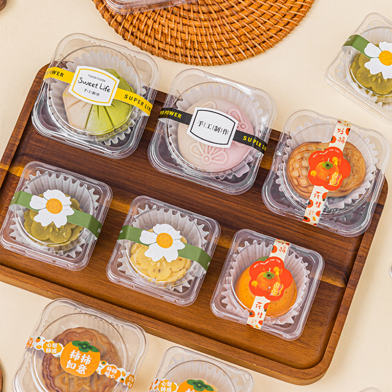Ice skin mooncake packaging box, mung bean cake, yam pastry box, individual package, Cantonese mooncake packaging transparent blister box Application Scenario