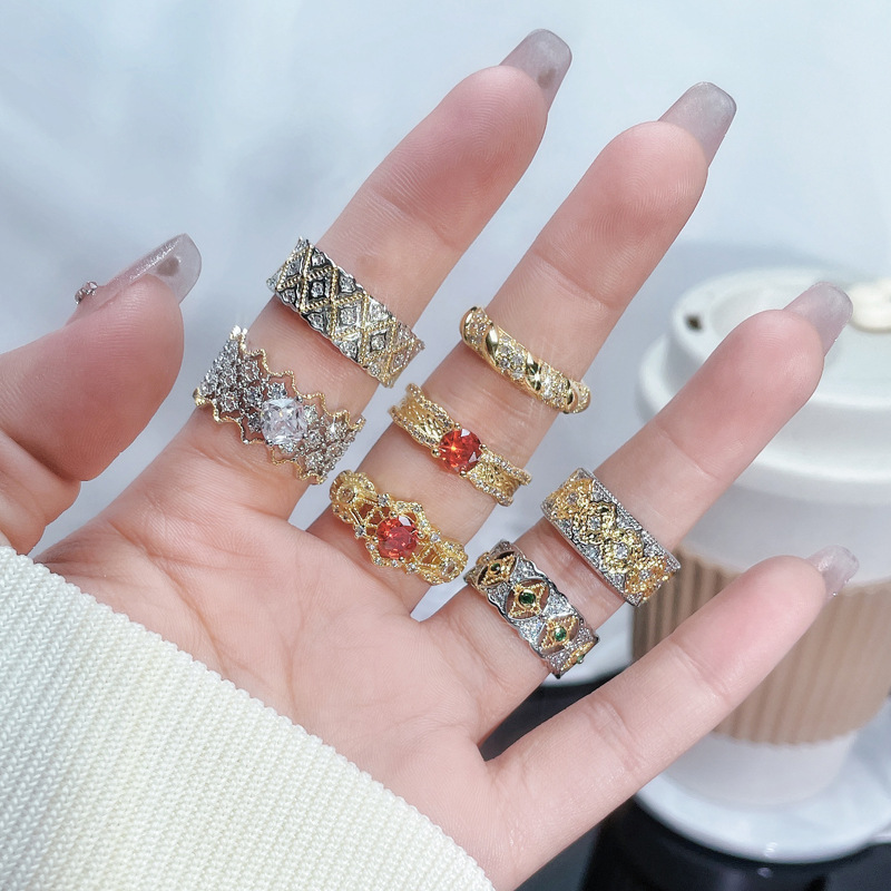 New national trend style metal girl irregular hollowed-out opening ring, new Chinese high-end, light luxury and versatile ring Application Scenario