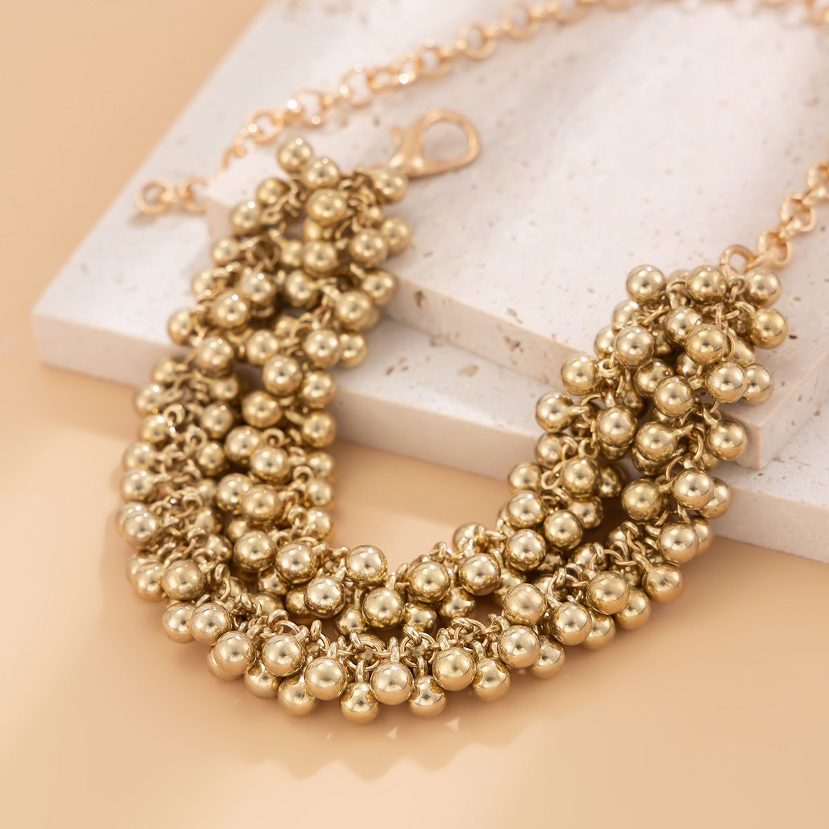 European and American cross-border jewelry, InS-style multi-layer CCB round bead necklace, simple and niche design metal necklace Application Scenario