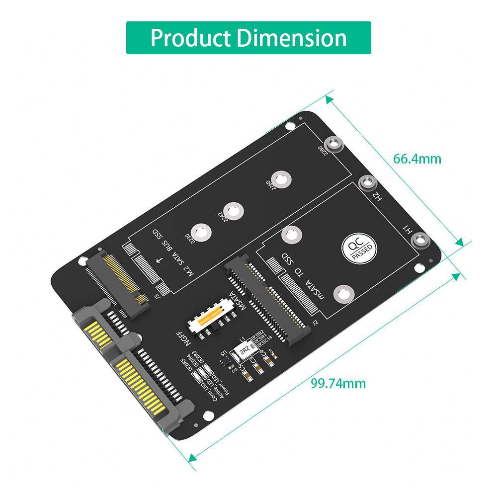 New M.2 NGFF/MSATA to SATA3 2-in-1 SSD solid-state drive 2.5-inch hard drive box adapter card Application Scenario