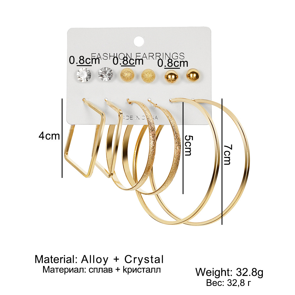 New metal ear ring set of 6 pieces, retro pearl and diamond ear ring earrings, high-end European and American earrings, exuding a sense of sophistication Application Scenario