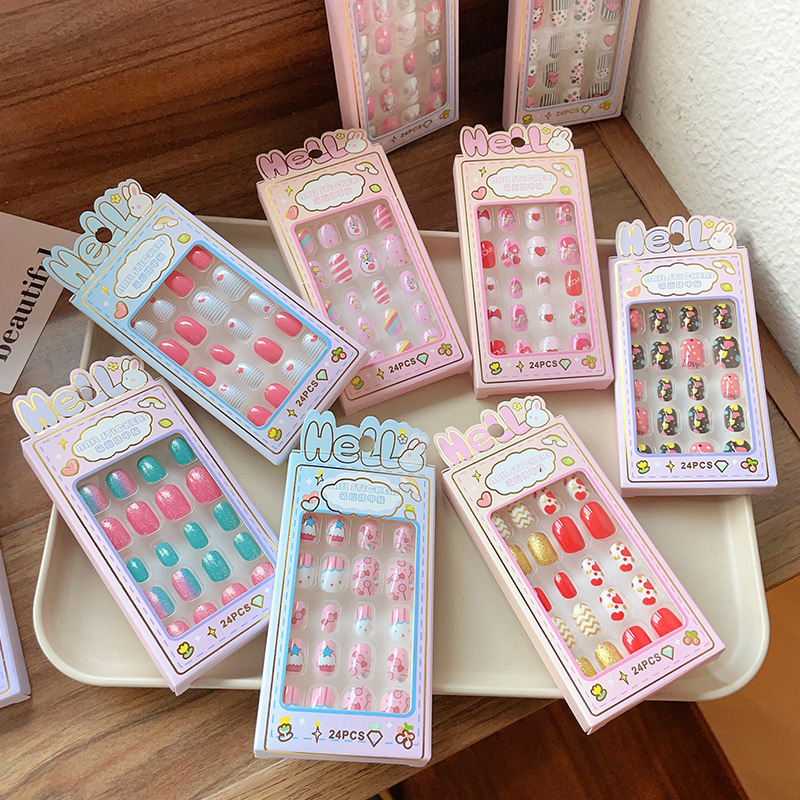 Children's nail art patches, girls' nail art, cute girls' nail art, detachable nail stickers, nail art patches wholesale