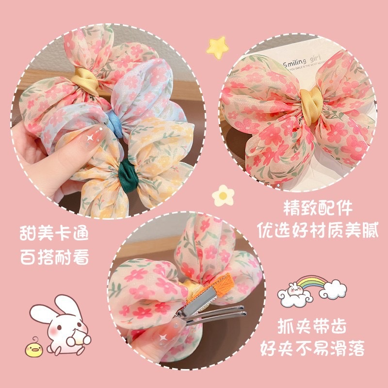 Children's bow hair clips, cute netted hair clips for little girls, summer forest-style fairy-like hair clips for girls Specification drawing