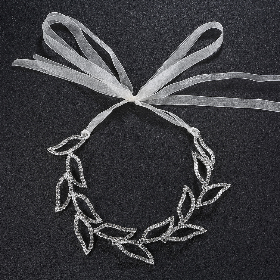 New Korean bridal accessories: Retro hollowed-out leaf headbands, wedding hair accessories, ins high-end alloy rhinestone headbands full figure
