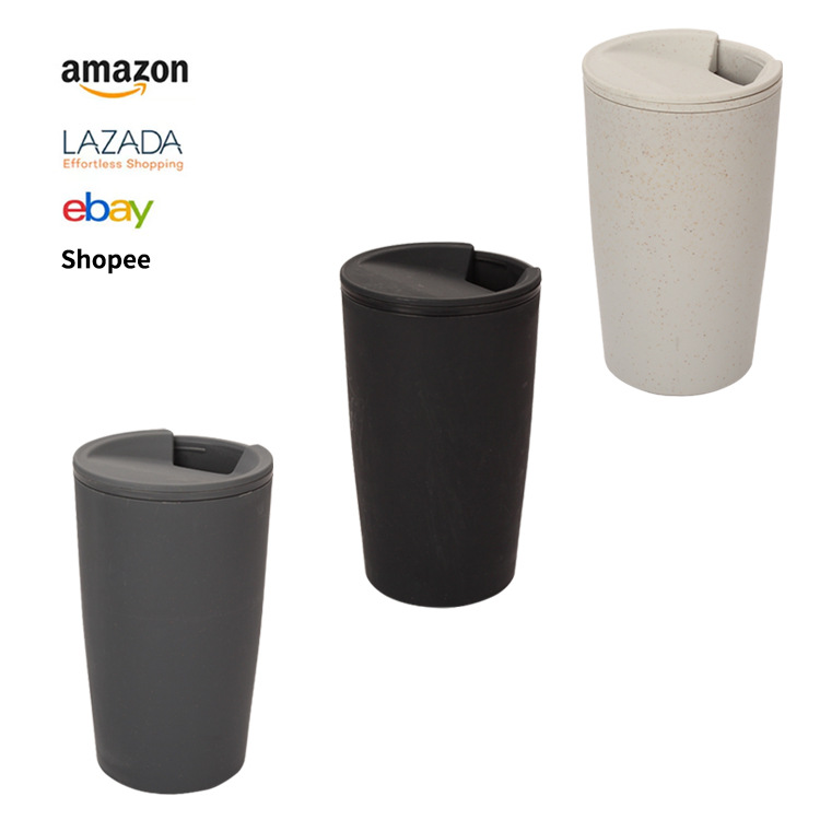 Ins-style high-end plastic water cup, wheat bellflower coffee cup, hot drink cup, milk cup, portable office cup full figure