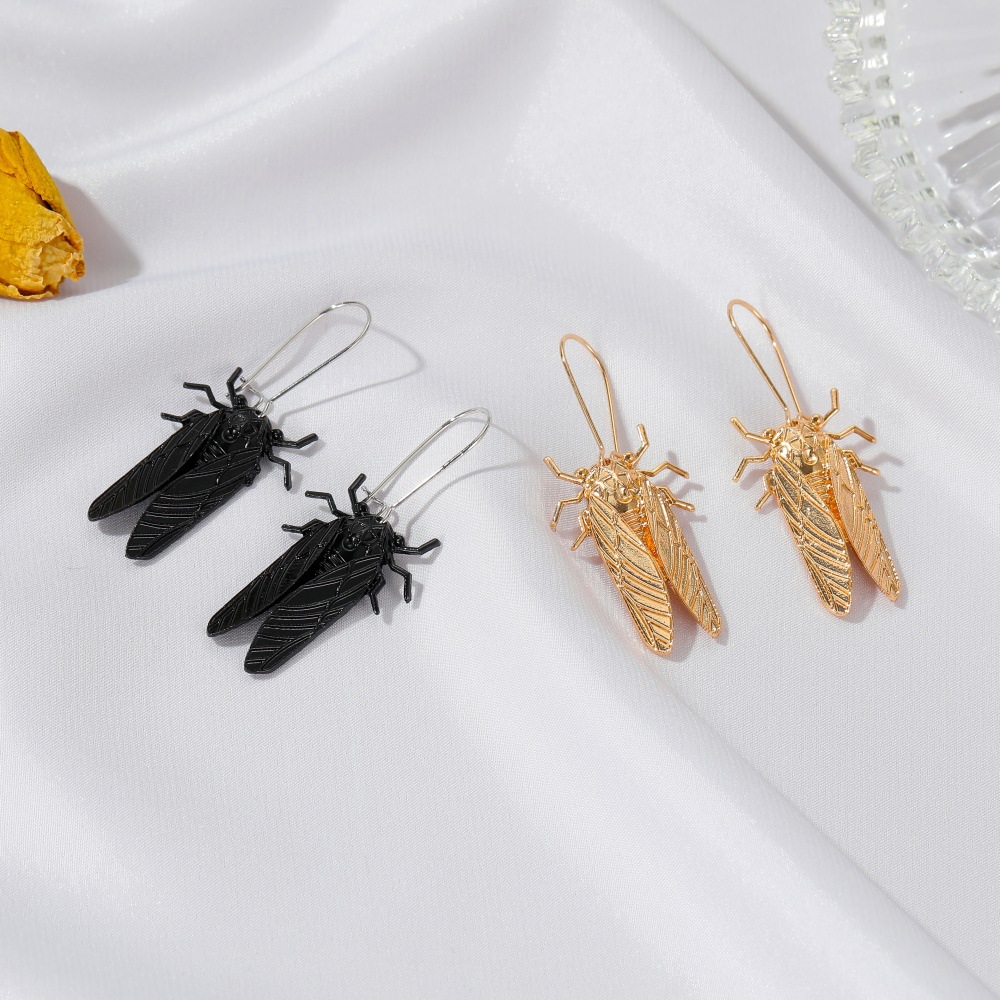 New European and American earrings, creative insect cicada earrings, personalized long cicada earrings and earrings, cross-border accessories wholesale details Picture