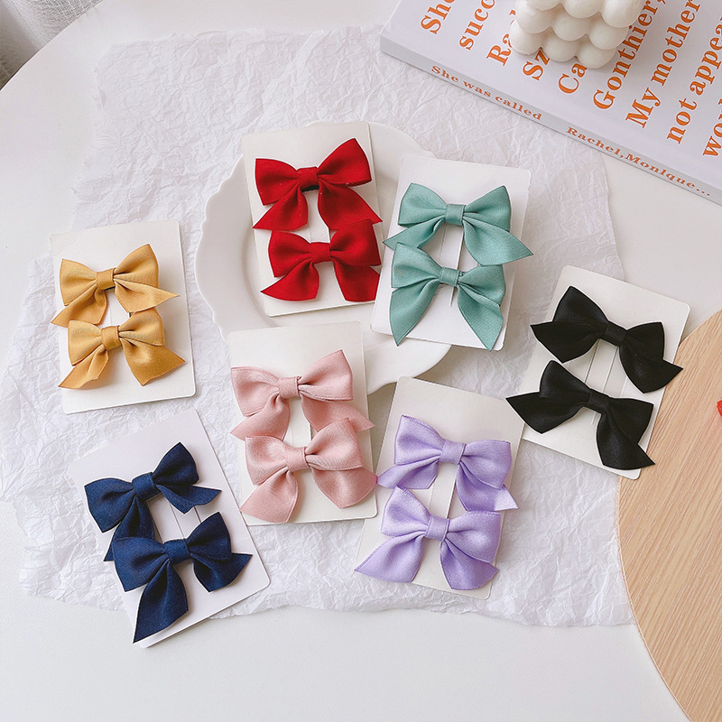 Children's bow hair clips, girls' princess super fairy-like fabric flower clips, girls' broken bangs without damaging hair hairpins details Picture