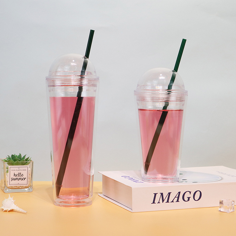 The popular and fashionable double-arch lid straw cup is a camping and photo-taking outdoor drinking cup with double-layer insulation. Factory wholesale full figure