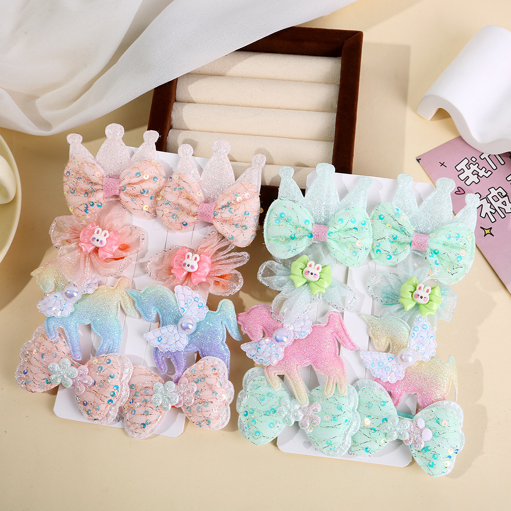 Children's bow flower hair clip headwear, baby fabric lace fringe clip, girls' and princesses' non-damaging hair clip Specification drawing