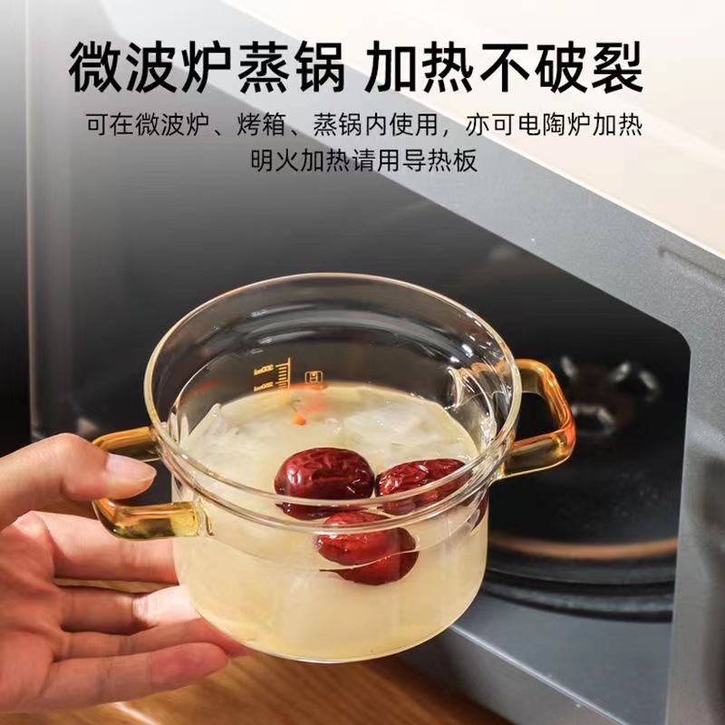 Wholesale thickened high-temperature resistant high borosilicate glass bowls, stewing cups, household large-capacity high-appearance-level steamed egg cups, soup POTS and milk POTS Application Scenario