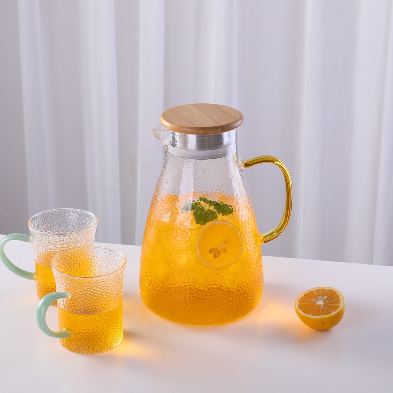 Heat-resistant snowflake kettle, glass water kettle, cold water kettle with hammer pattern, large capacity thickened cold water kettle, hammer pattern cold water kettle, cold brewing details Picture