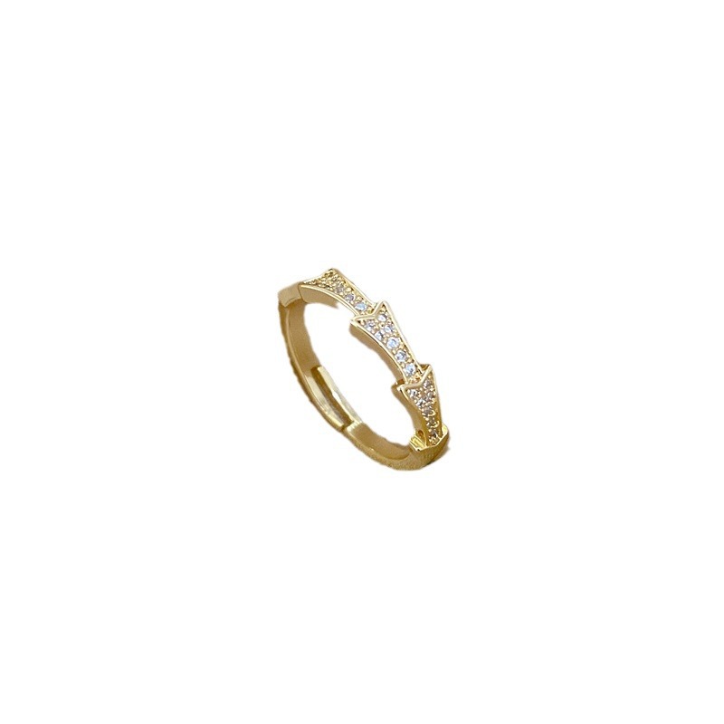 【 Real Gold 】 Bamboo joint zircon full diamond ring with adjustable opening, simple Japanese-style bracelet, couple rings Item Picture