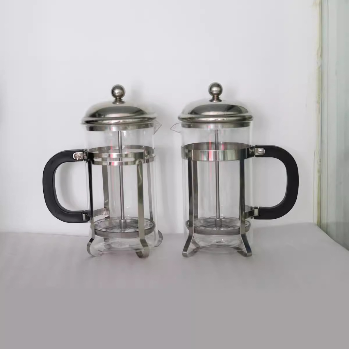 French tea maker, glass press, coffee, stainless steel filter, high-temperature resistant, black tea filter, tea brewer, hand-brewed cup details Picture