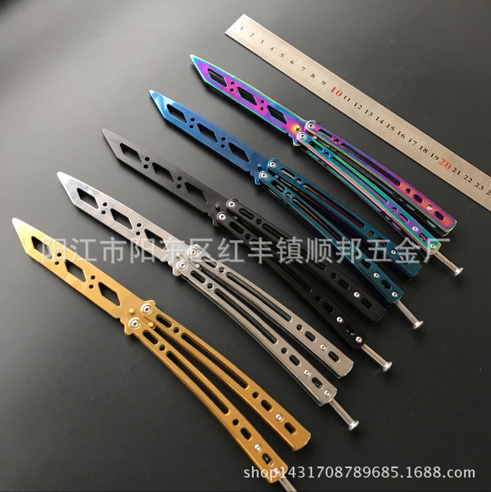 CS GO peripheral game Butterfly Blade Swinging tool training without cutting edge practice folding blade swinging Butterfly blade tool details Picture