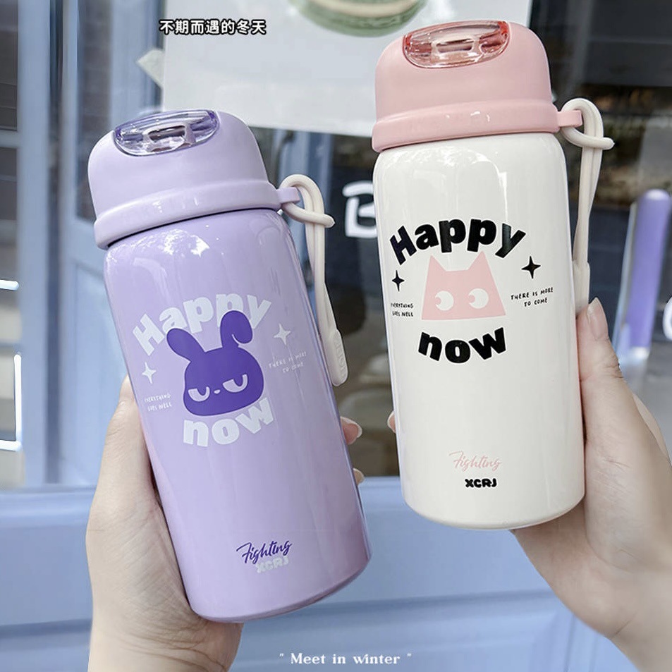 High appearance level cartoon stainless steel straw cup, new portable student school cup, vacuum insulated cup gift wholesale Application Scenario