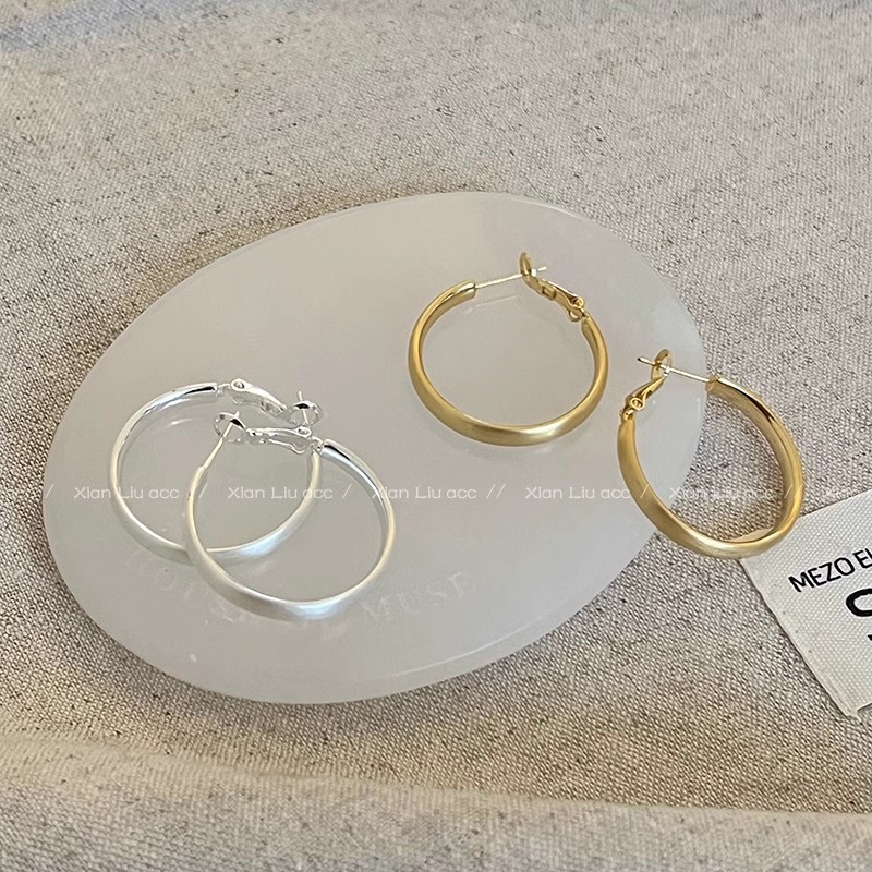 Metal ear ring frosted ring earrings 2025 new bestseller, neutral, simple and high-end commuting personality earrings details Picture