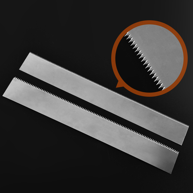 Support custom stainless steel cling film cutting blades, packaging bag serrated blades, sealing machine serrated blades details Picture
