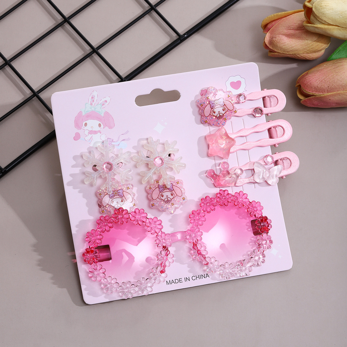 Children's sunglasses, hair accessories, cartoon Culomi hair clips, sun protection glasses, girls' summer new sunshade glasses, hair clips, baby Application Scenario