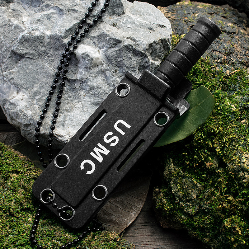 Mini outdoor knife, stainless steel camping key, small straight knife, survival chain, Yangjiang knife, multi-purpose portable knife details Picture