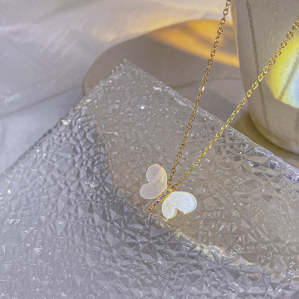 Korean-style simple butterfly pendant titanium steel necklace for women, a versatile and trendy collarbone chain, a unique and non-fading accessory Application Scenario