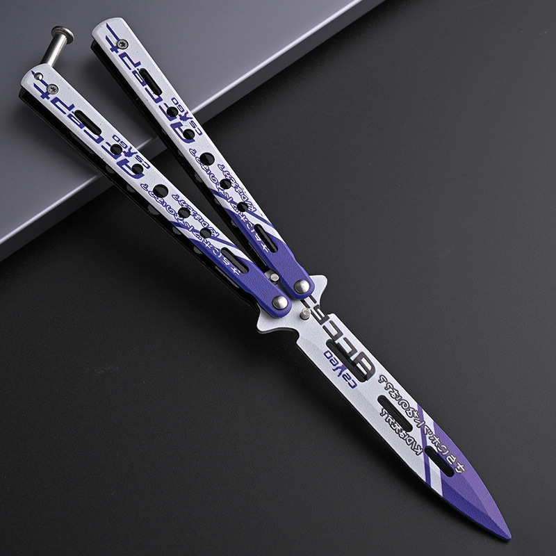 Butterfly Blade Classic csgo folding Sword, unedged practice self-defense, swinging hand toy, all-steel flower style training Butterfly Blade Specification drawing