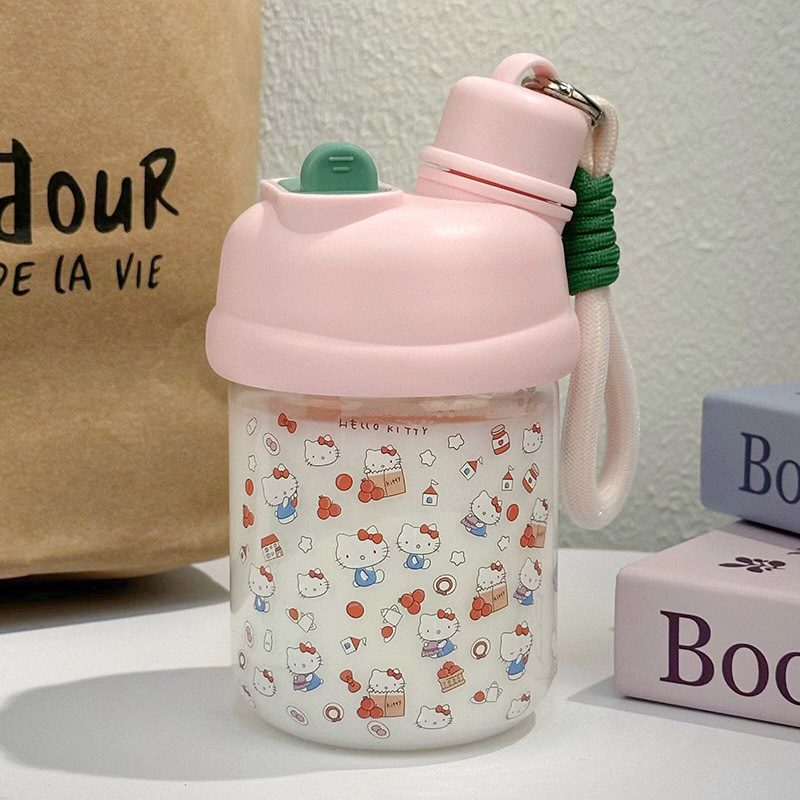 Summer water cup for girls, small and cute new ins sticker girls' drinking cup, portable double-drinking plastic cup Application Scenario