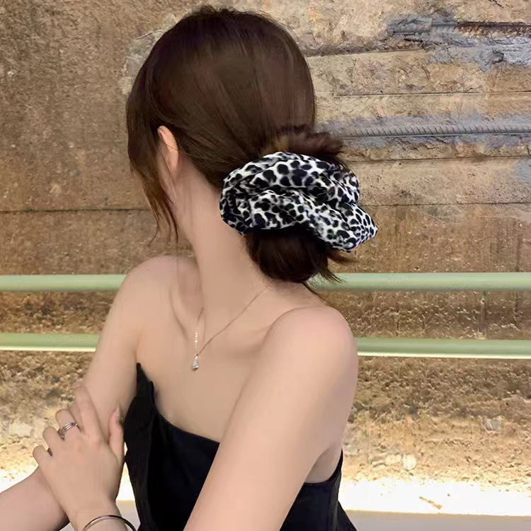 Dongdaemun Spring/Summer retro hair bands, headbands, leopard print updo, high-end hair bands, large intestine hair bands, women's hair accessories details Picture
